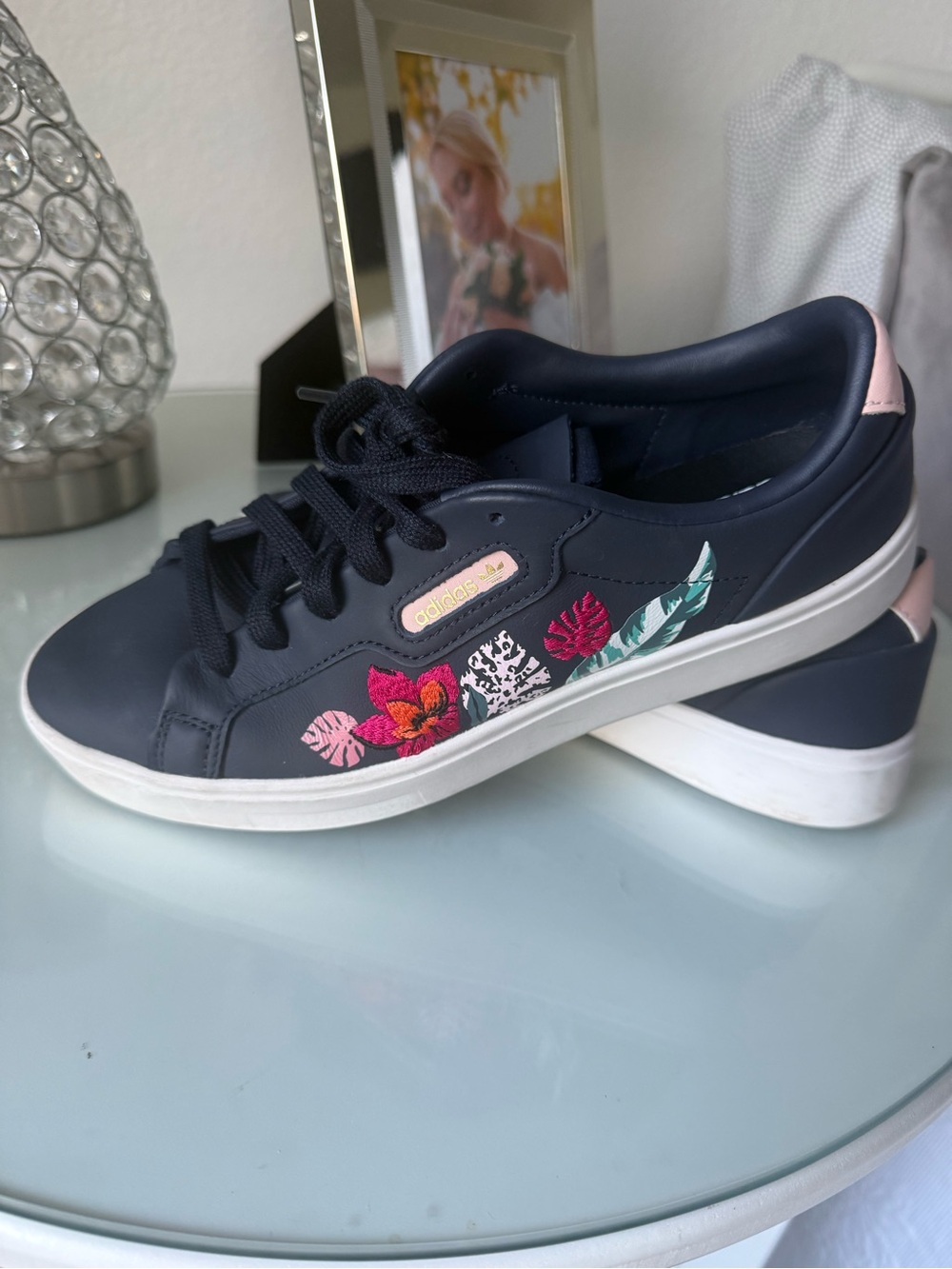 Adidas Women's Navy Floral Low-Top Sneakers